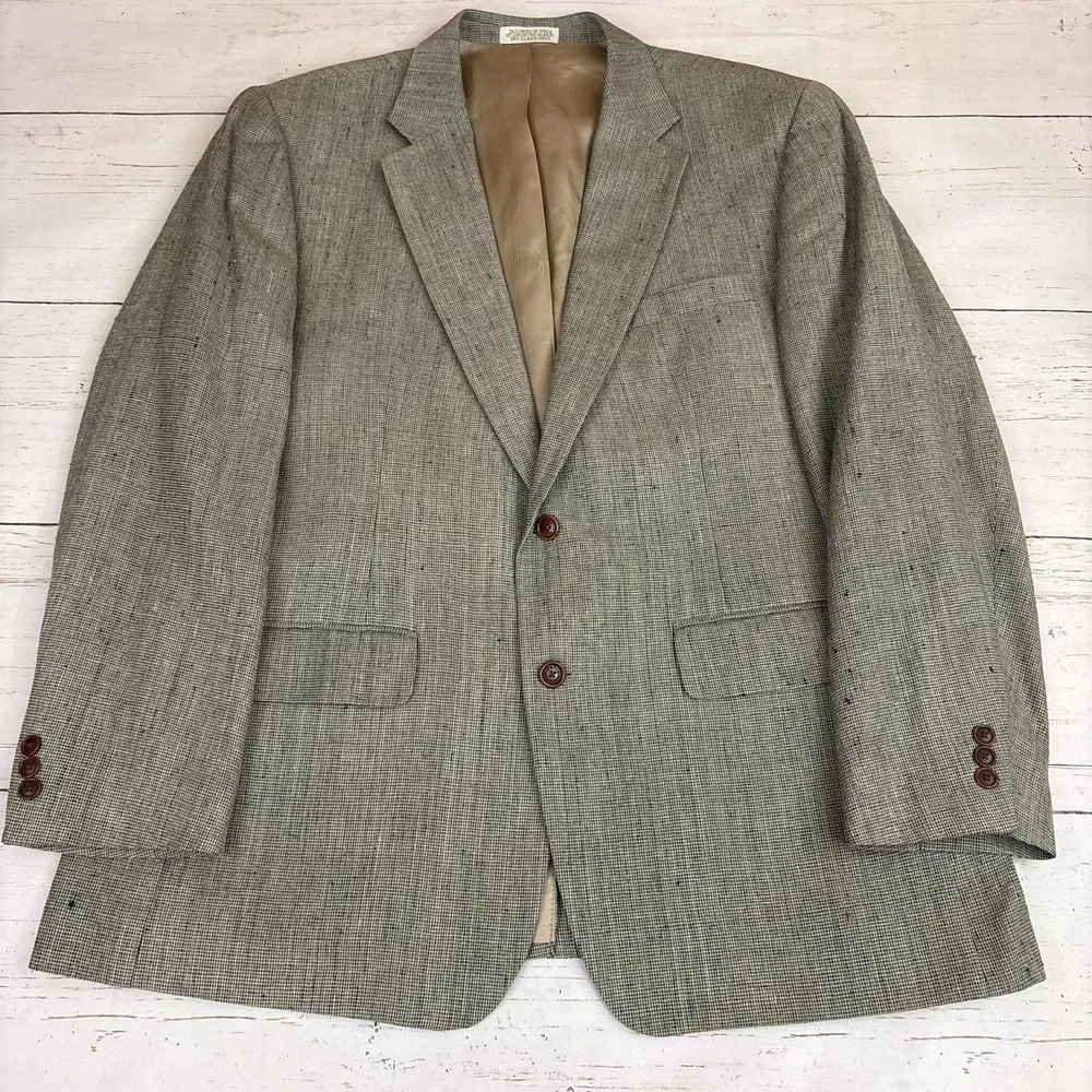 Orvis Blazer Sport Coat Mens 46R Gray Silk Tweed Check Classic Fit Lined
